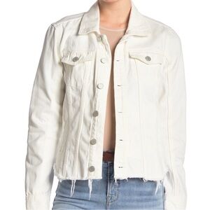 Blank NYC Off-White Distressed Denim Jacket Size Small